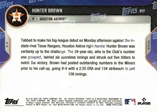 2022 Topps Now Baseball 847 Hunter Brown Pré -Rookie Card Astros - Apenas 1.611 feitos!