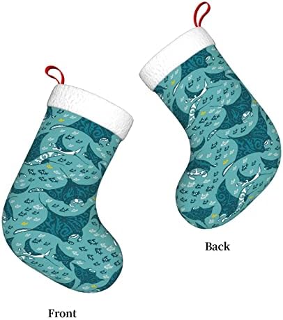 Waymay manta e peixe meias de Natal 18 polegadas de Natal de meia -calça de meia decoração de férias clássica meias