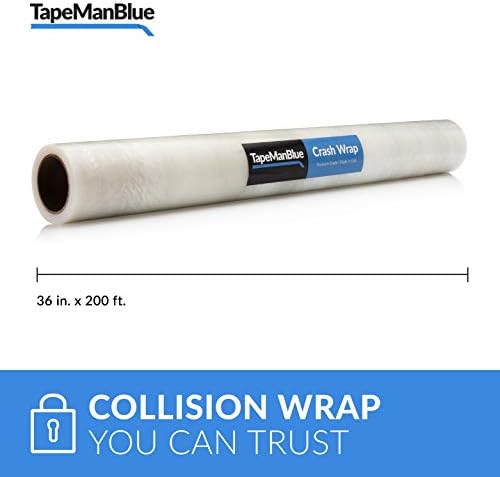TapemanBlue Crash Wrap, 36 polegadas x 200 pés, Wrap Clear Collision para carros