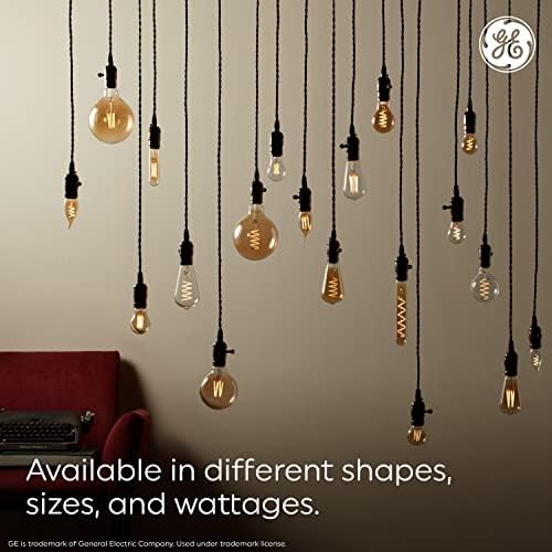 Iluminação GE Bulbos LED de estilo vintage, 40 watts EQV, vidro âmbar, luz de vela quente, lâmpada decorativa, pequena