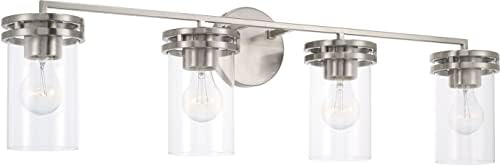 HomePlace 148741bn-539 Fuller Transitional Clear Cylinder Vanity Vanity Light para banheiro, 400 Watts total, 10 h x 34 W,