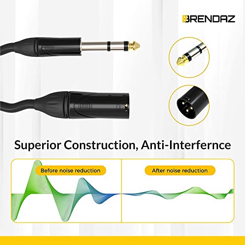 Brendaz XLR para TRS 6,35 mm, cabo de microfone compatível com câmera, amplificador, alto -falante - XLR para TRS - 6,35mm 1/4