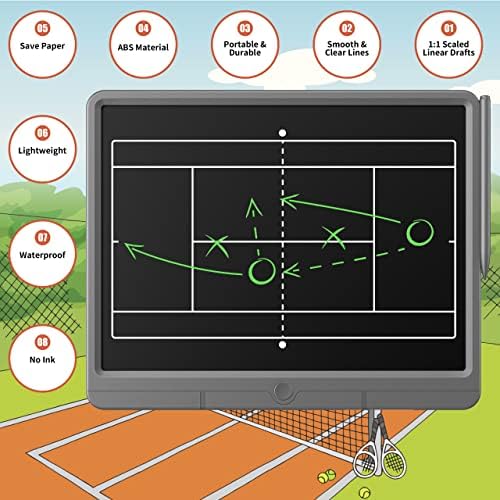 Wicue 15in LCD Basquete eletrônico/beisebol/futebol/footbal/hockey/tênis Conselho de treinador, quadro de marcador de estratégia digital com caneta de caneta para treinamento esportivo, educação, presente de treinador