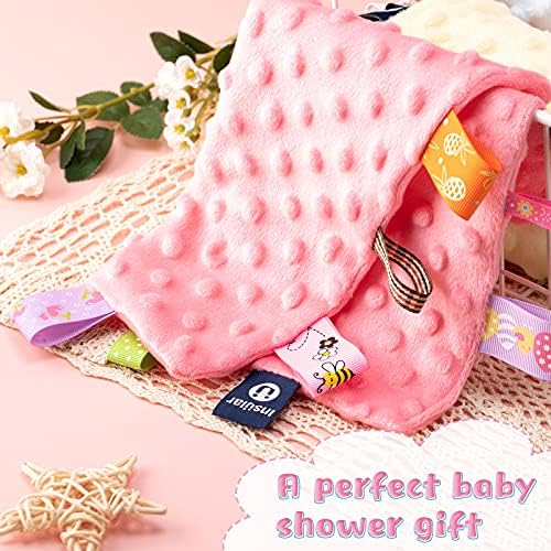 4 peças tag bebê tag de segurança cobertor bebê calmo calmo de pelúcia sensorial macia manta manta de animais de animais de animais