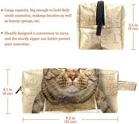Bolsa de maquiagem Tfcocft, bolsa de higiene pessoal, sacos de cosméticos para mulheres, padrão marrom animal de gato padrão