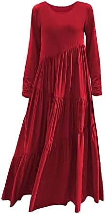 Vestido de amamentação de Miashui para mulheres saia de manga longa solta com pescoço redondo e verão de balanço