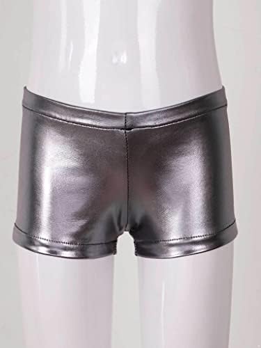 Ttao Kids Girls Shorts metálicos calças brilhantes e brilhantes esportes de dança Ginástica Treino de calças curtas cinza B 6 anos