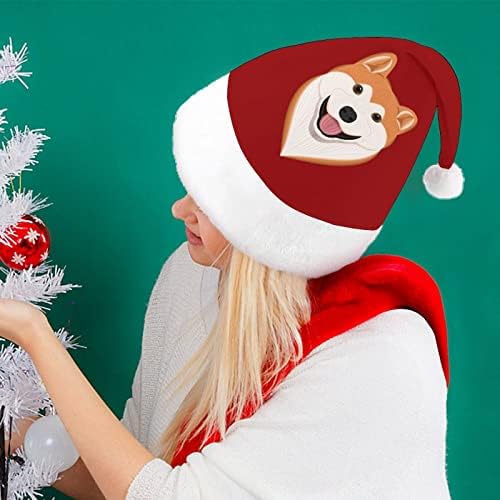 Desenho animado akita cão unissex clássico chapéus de natal adorável chapéu de santa quente chapéus de gorro de natal
