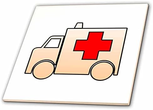 Imagem 3drose da ambulância de desenho animado com cruz vermelha - telhas