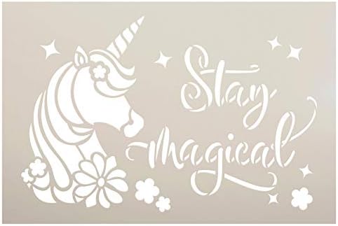 Mantenha o estêncil mágico com unicórnio e estrelas por Studior12 | Decoração de casa de crianças e berçário para crianças