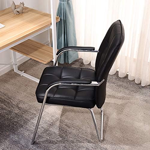 Cadeira de convidado de mesa de couro clássica de couro ygqbgy scdbgy com moldura de metal, confortável e respirável, preto