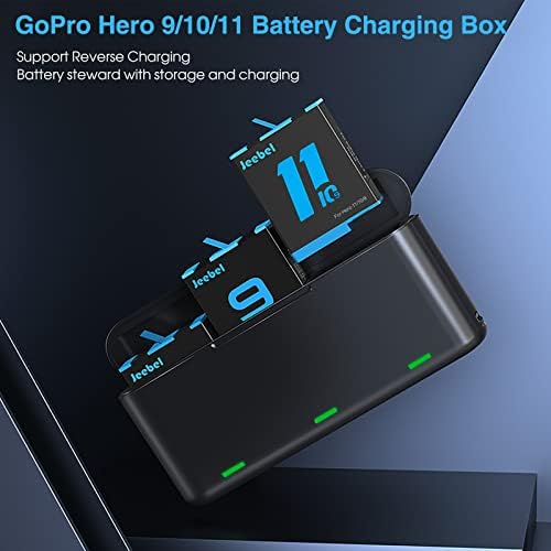 Carregador de bateria para a GoPro Hero 9/10/11 Suporte carregamento reverso com a porta Tipo-C para carregar e descarregar