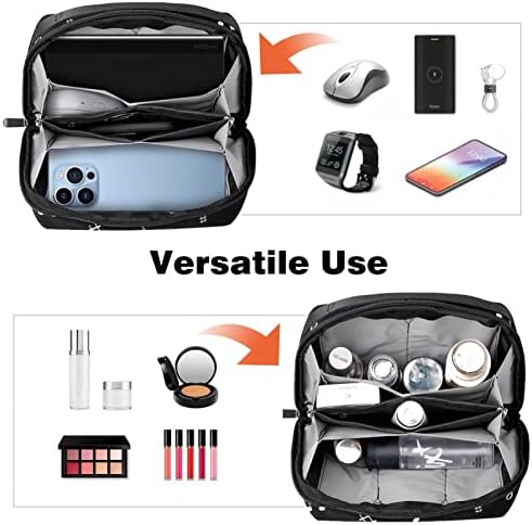 Organizador eletrônico Small Travel Cable Organizer Bag para discos rígidos, cabos, carregador, USB, cartão SD, notas de musical de piano branco preto