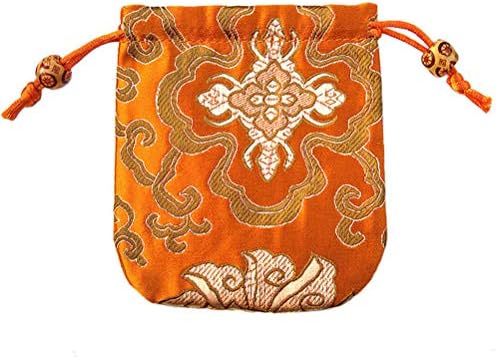 Kesyoo 4pcs bolsas de impressão de flores vintage jóias festival de bolsas de armazenamento de jade saco de brocade sacos sacos de
