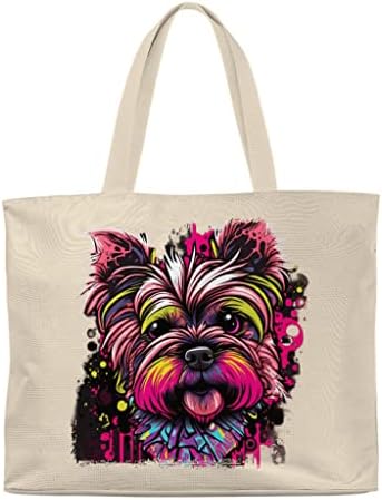 Sacola de arte engraçada de cachorro - sacola de compras legal - sacola de impressão de cachorro