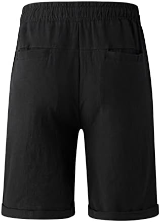 BEUU Mens algodão shorts elásticos de cintura elástica de tração de verão shorts de praia de praia