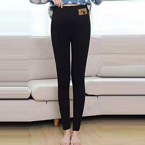 Pontas de lã de cintura alta feminina Mulheres que saem de leggings quentes etiqueta de moda elástica casual 7/8 Leggings calça