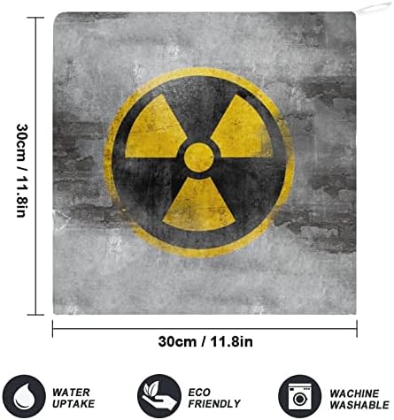 Microfibra de reator de símbolos radioativos nucleares amarelos com loop pendurado Microfiber