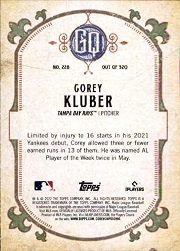 2022 Topps Gypsy Queen 228 Corey Kluber Tampa Bay Rays MLB Baseball Trading Card