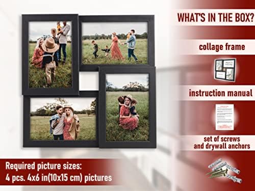 Velista 4x6 ”Modern Picture Frame Collage - Colagem de moldura quadrada de mesa premium - Montagem de parede Multi Picture