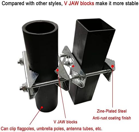 Antena mastro de mastro, mastro para mastro para o kit de suporte do suporte de montagem do polo com bloco de mandíbulas V