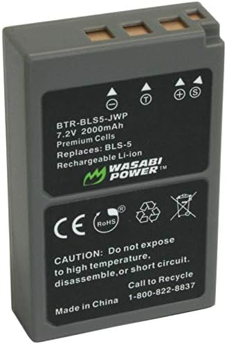 Bateria de energia Wasabi para Olympus BLS-5, BLS-50, PS-BLS5 & E-420, E-450, E-600, E-620, PEN E-P1, E-P2, E-P3, E-PL1, E-PL3, E-PM1,