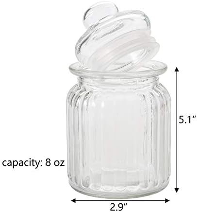 Topzea 12 Pack Glass Favor Favor com tampas, 8 onças de recipiente de açúcar de vidro Jarro de gotas de doces de
