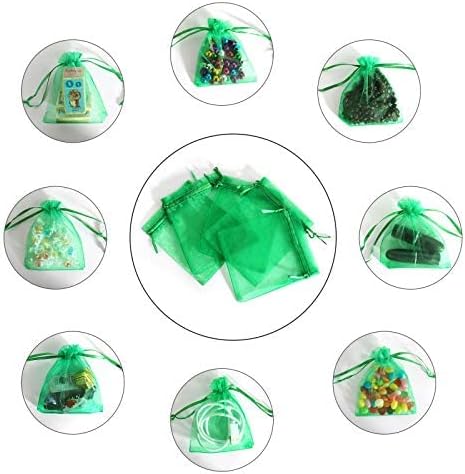 Lautechco 60pcs Green Organza Gift Sachs 3x4, pequenas sacolas de malha com cordão, festas de casamento pura sacolas para