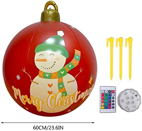 Decorações de Natal Próximo de Natal 24 polegadas Bola de balão inflável de Natal embutida em bateria controle remoto RGB Costumes