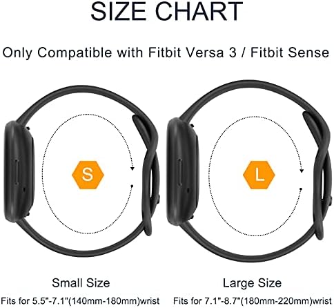 Bandas esportivas de abeto compatíveis com faixas Fitbit Versa 3 Bandas/Fitbit Sense, clássicas pulseiras de substituição de silicone