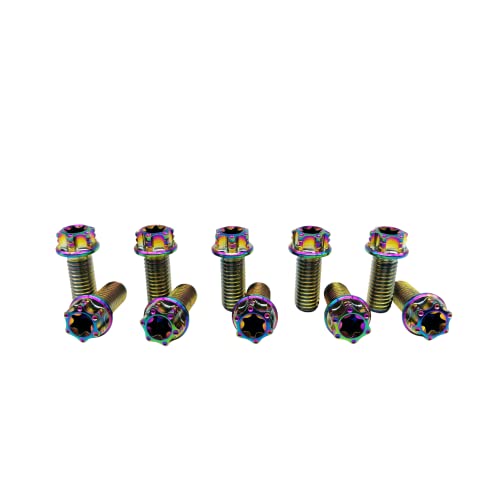 Parafusos de titânio de rison m8 * 1,25 * 15 parafusos de titânio Torx para motocicletas Hex Hex Head Dune Drive Rainbow Titanium Flange Bolt Pack de 5