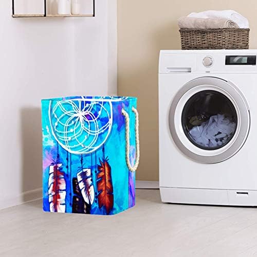 Deyya Blue Dreamcatcher BOHO Hippie Laundry Bestkets Turme -se de altura de altura para crianças adultas meninos adolescentes meninas em quartos banheiro 19.3x11.8x15.9 em/49x30x40.5 cm