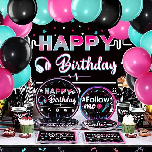 Music Birthday Party Decorações de festas de mídia social Os suprimentos de festa incluem toques de tábuas de tabela de