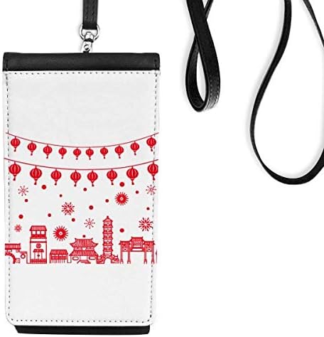 Lanterna vermelha chinesa de papel de corte de papel para carteira de correção de bolsa pendurada bolsa móvel bolso preto