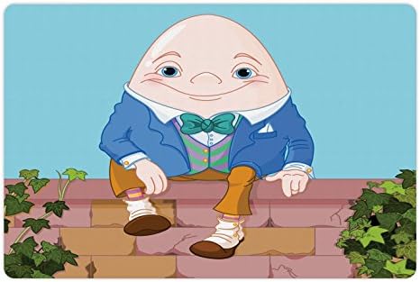 Alice lunarable no país das maravilhas tapete de estimação para comida e água, ovo Humpty Dumpty sentado na parede de alvenaria