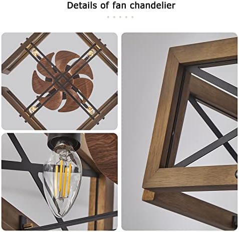 Dujahmland Farmhouse Free Mount Ceiling Fan com leve e de 20 polegadas da indústria de madeira de baixo perfil fã de teto com controle remoto leve para a cozinha da sala de estar do quarto