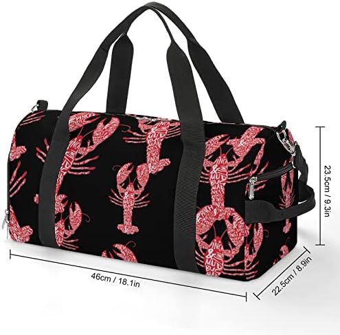Paz Love Love Crawfish Gym Bag Tote Tote Bag Duffel Bag com compartimento de sapatos para férias de esportes para Weekender