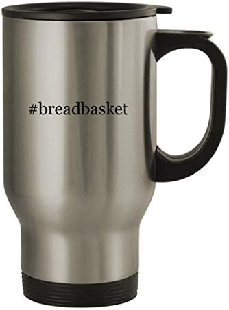 Presentes Knick Knack BreadBasket - Caneca de viagem de aço inoxidável de 14 onças, prata