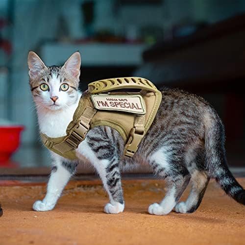Aiwai Tactical Cat Arness and Leash para a prova de escape, arnês de colete de estimação ajustável, malha macia com alça de controle