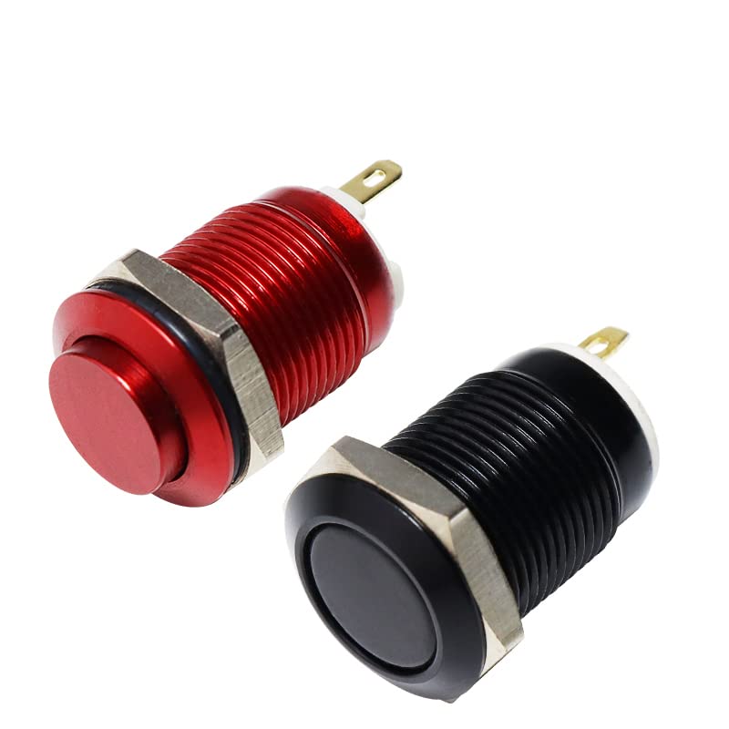 Mini Mini Metal Push Butchet interruptor HS12 Momentário Redefinir oxidação vermelha amarela azul preto 0.5a 2pin preto 12mm#redonda plana