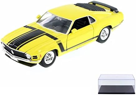 Diecast Car W/Exibir estampa - 1970 Ford Mustang Boss 302 Top Hard, amarelo - Welly 22088wyl - 1/24 Escala Diecast Model