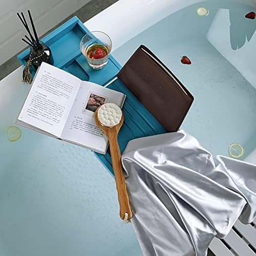 Ganfanren banheira retrátil bandeja azul banho de banho de banho de caddie banheiro