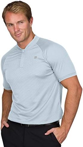 Três sessenta e seis camisas de golfe sem gola para homens - masculino de manga curta casual seco, leve e respirável