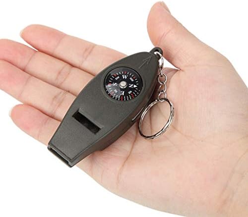 Walnuta Multifuncional 4 In1 Sobrevivência ao ar livre Whistle Compass Magnifier Termômetro Travel de chaveiro
