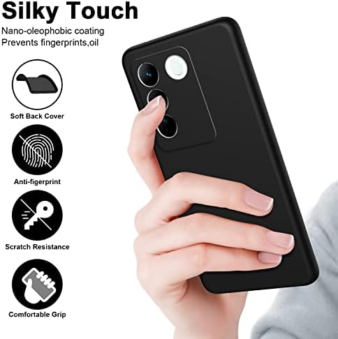 Telefone celular capa de capa de pacote de silicone compatível com o caso Vivo V27/V27 Pro, capa de telefone de silicone líquido à