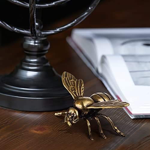 TeeMoon Office Decor 2pcs Brass Retro Bee Statue, Mini estátuas de abelhas vintage de abelhas para o escritório para o escritório