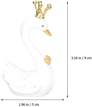 Alipis 1 par de cisne bolo de aniversário Topper Coroa em miniatura Figuras do cisne do cisne Ornamentos para decoração