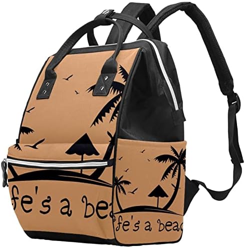 Mochila VBFOFBV Backpack, sacos de viagem portáteis multifuncionais para homens, silhueta de árvore de coco de praia retrô