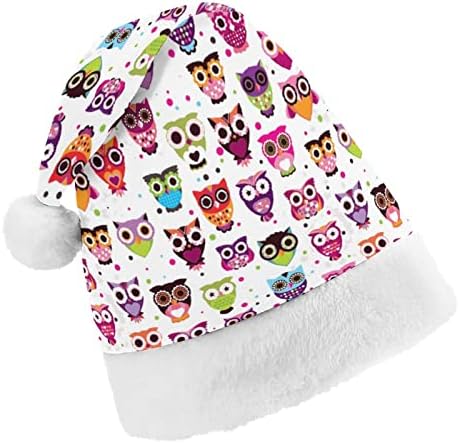 Owls Têxtil Pattern Christmas Hat personalizada Papai Noel Decorações engraçadas de Natal