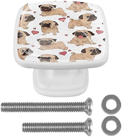 Guerotkr 4 PCs, alças de armário, botões de armário, botões de cômodos, alças para armários e gavetas, padrão de cão de animal sem costura